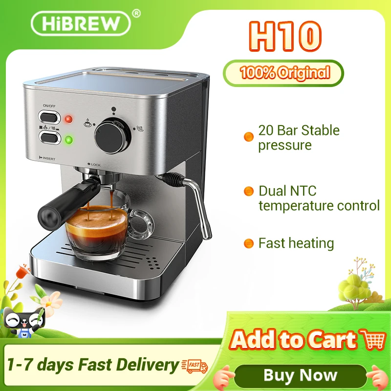 آلة صنع قهوة اسبريسو H10 من hi166 20 بار من الفولاذ المقاوم للصدأ ماكينة صنع قهوة اسبريسو كابتشينو شبه آلية