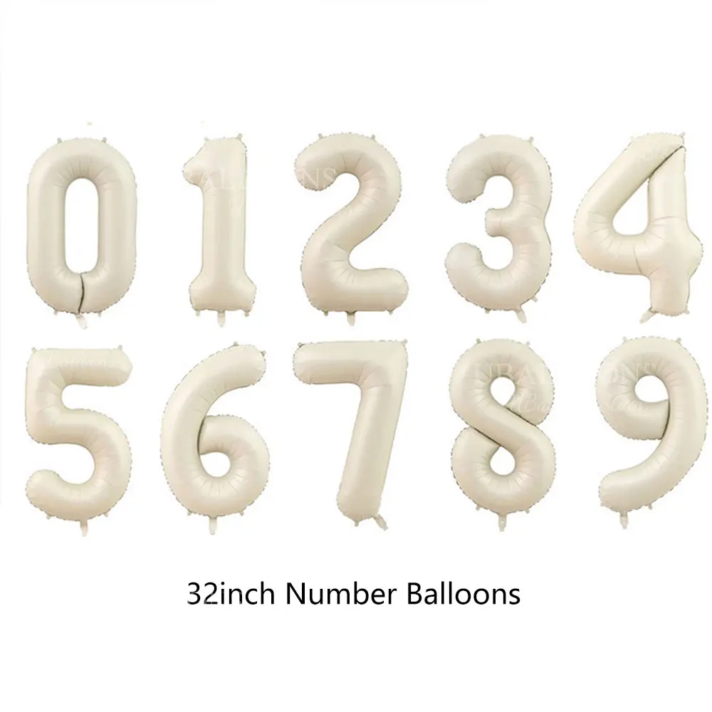 32-Zoll-Creme-Zahlenballon mit blauen Schleifen, 1, 2, 3, 4, 5, 6, 7, 8, 9, babyblaue Schleife, beige Zahlenballons für Geburtstags-Babyparty-Dekoration – Detail 3