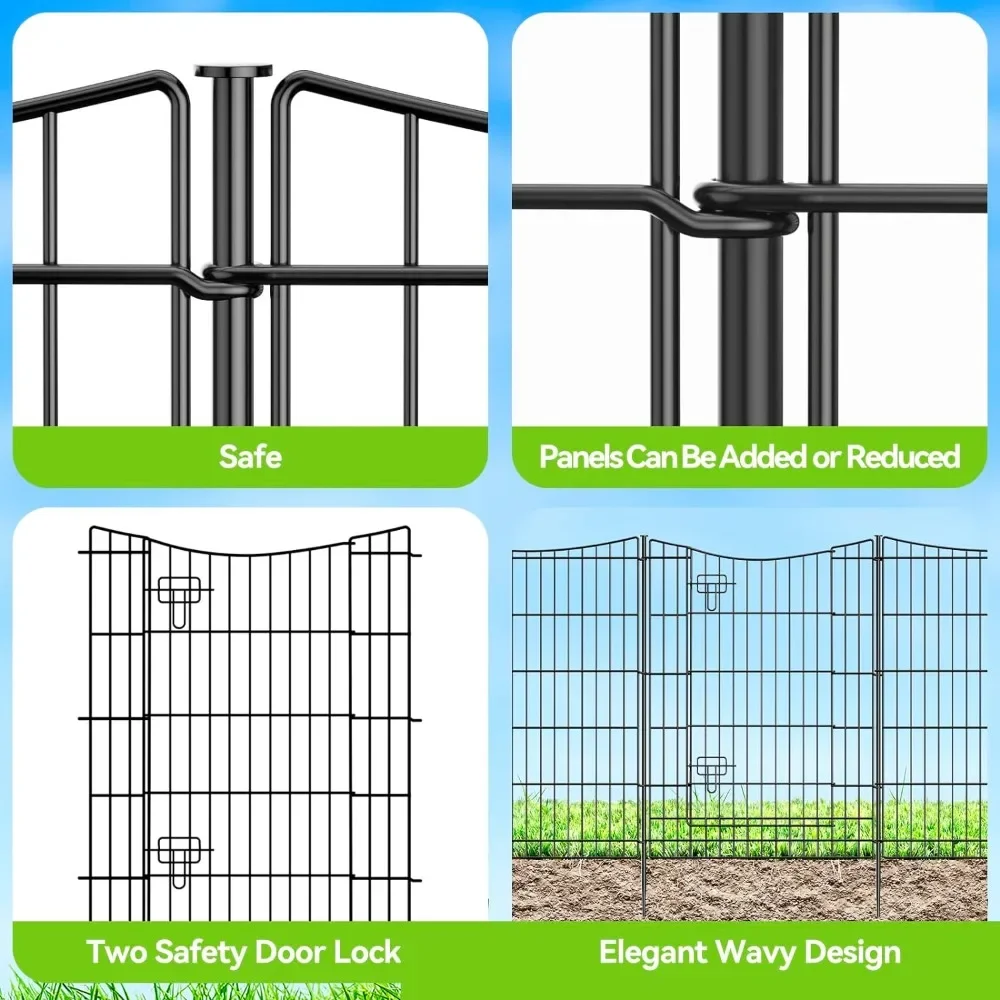 Decorative Garden Fence 12 panels 26 feet (length) x 36 inches (height) Metal Garden Fence with 11 panels and 1 door