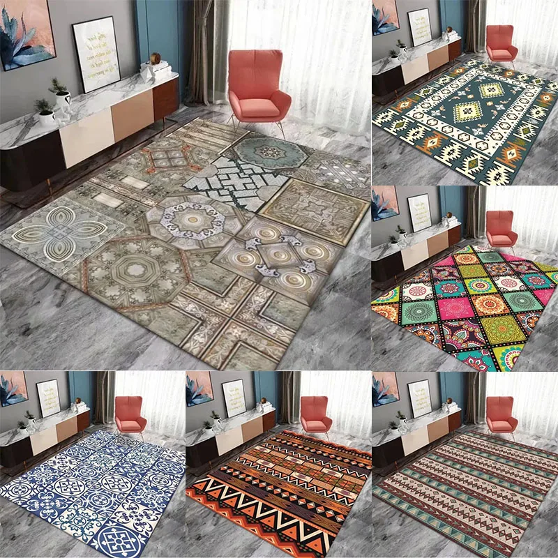 Vintage marokkanischer langlebiger Teppich für Wohnzimmer, Teppich, Sofa, Bodenmatte, ethnischer Stil, Heimdekoration, großer Schlafzimmer-Nachttisch-Teppich