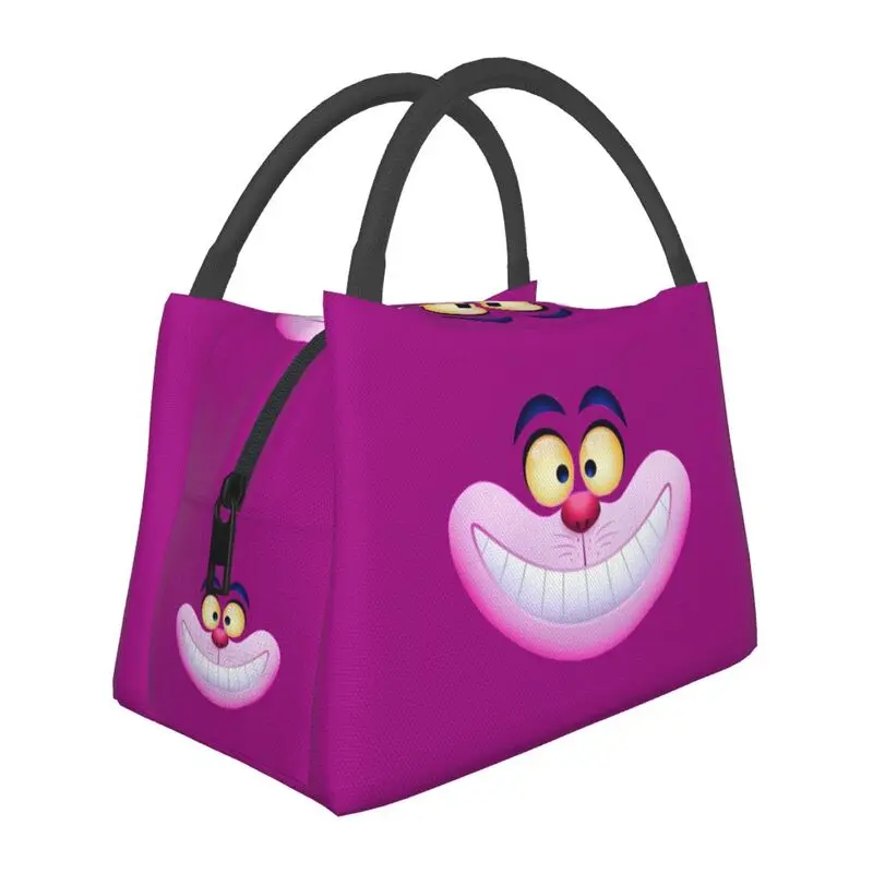 

Изготовленные на заказ сумки для обеда с улыбающимся котом, женские теплые изолированные ланч-бокс-холодильник для пикника, кемпинга, работы, путешествий