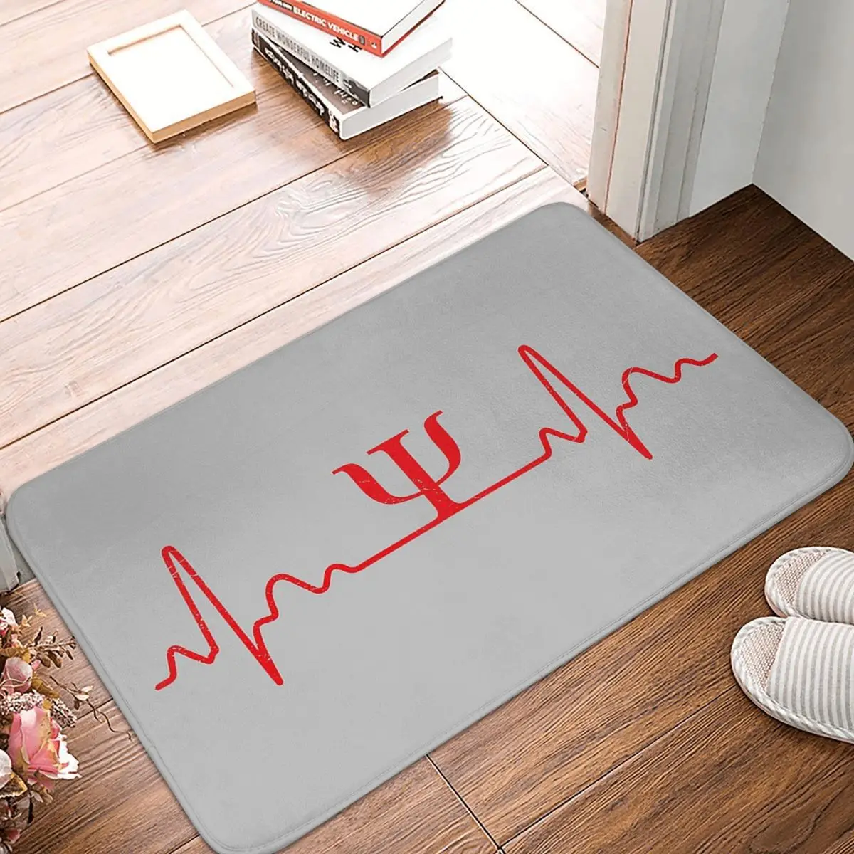 Heartbeat Psych Symbol Psi Psychology Gift Idea Anti-slip Doormat Floor Mat Carpet Rug for Kitchen Entrance Bathroom Footpad Mat