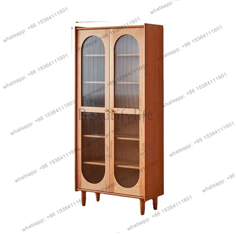 Solid wood bookcase Nordic simple complete storage cabinet study living room modern combination side cabinet