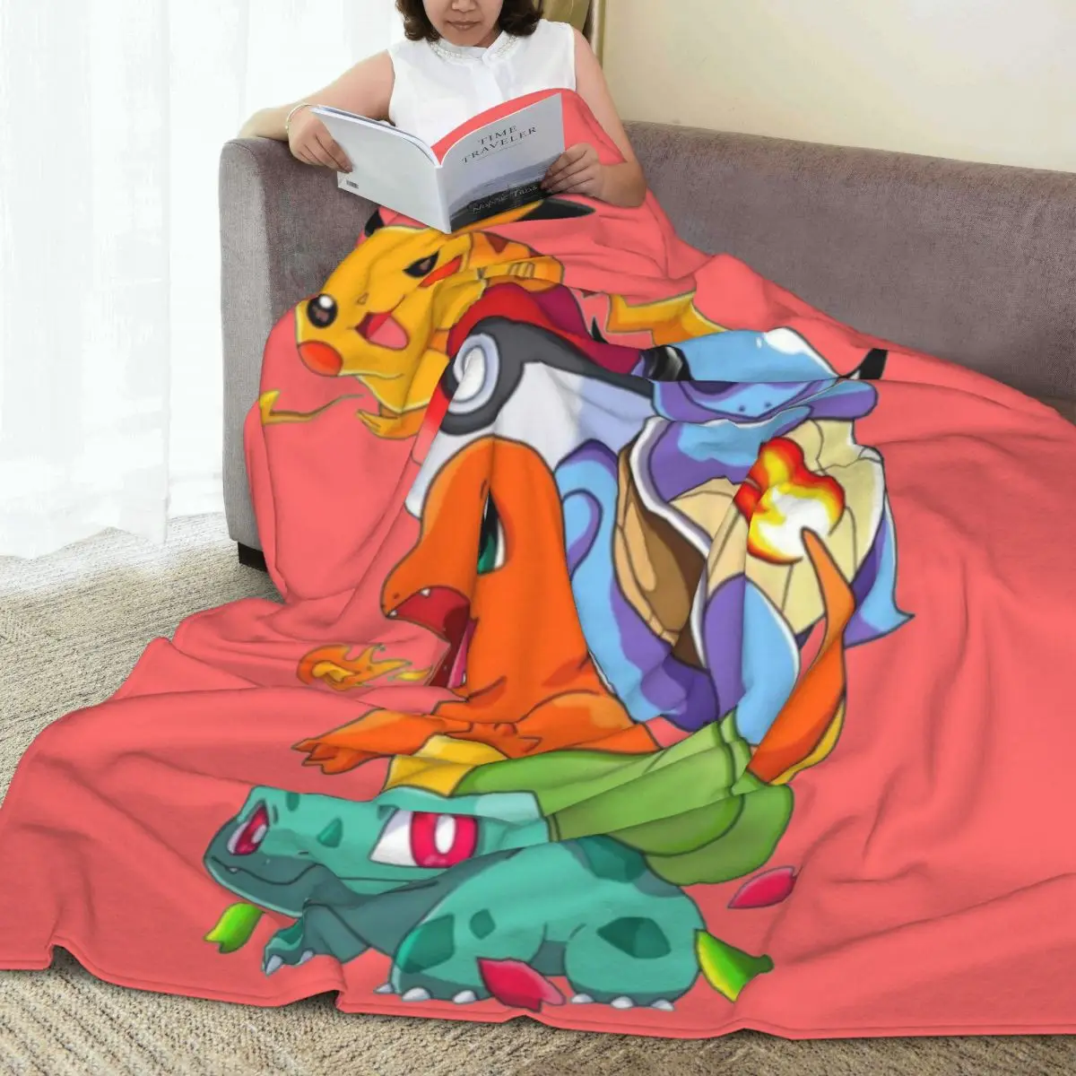 أريكة مخصصة الصوف P-Pikachus الكرتون رمي بطانية دافئة الفانيلا البطانيات لغرفة النوم مكتب الأريكة المفارش