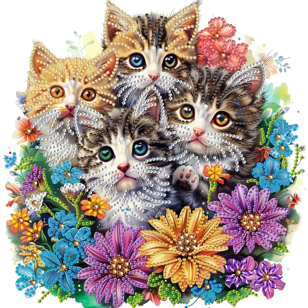 RUOPOTY 5D DIY Flower Cat Alien Diamond Painting Animal Special Diamond Full Crystal Bedroom Decoration Wall Art DIY Kit