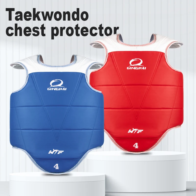 WTF Taekwondo Approve Reversible Chest Protector Guard Gear Karate Chest Guard GINGPAI Body Protector Sparring Gear Adult Kids