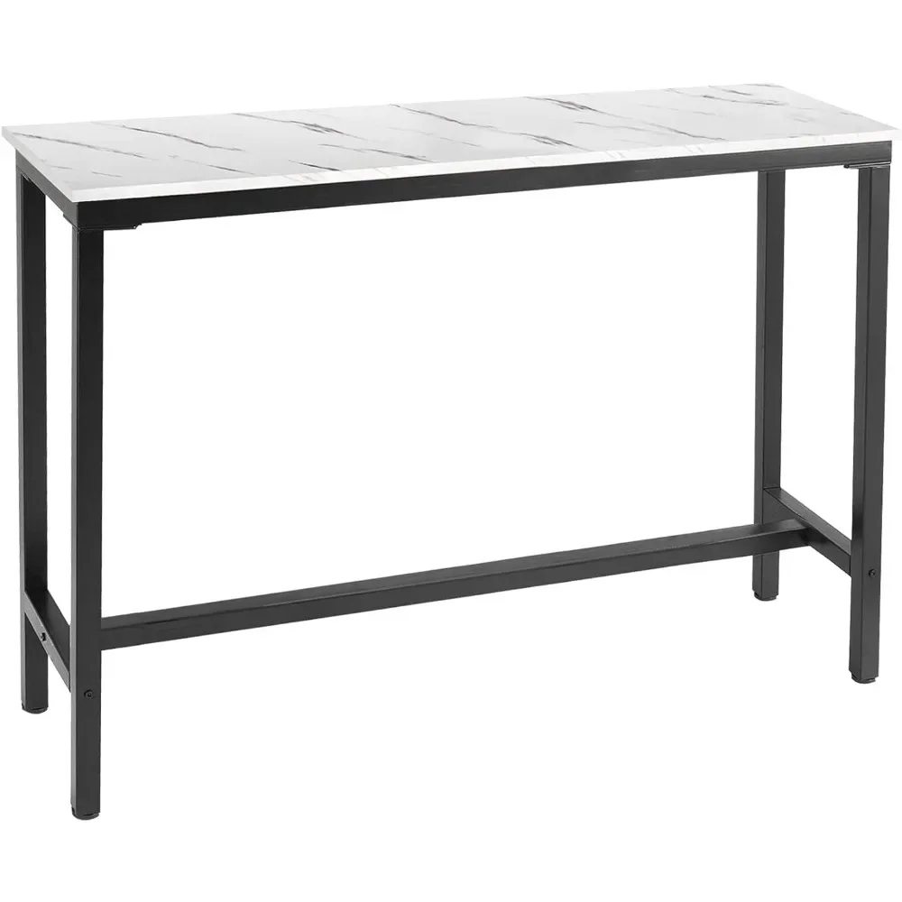 

53" Bar Table White Marble Industrial Pub Dining Height Table Bistro Table (Indoor USE ONLY)
