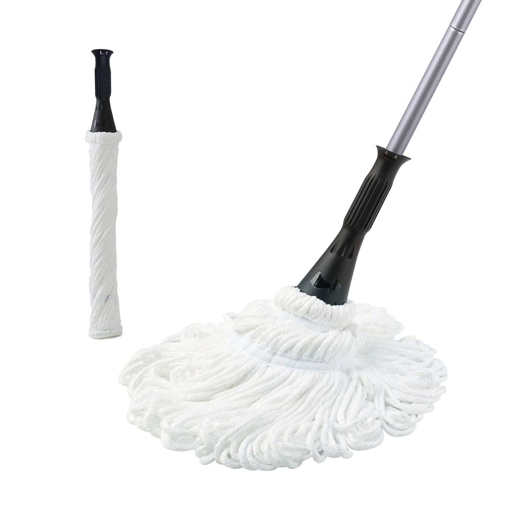 

Mop with 2 Reusable Heads Easy Wringing Twist Mop with Long Handle for Floor Cleaning Commercial Household Clean