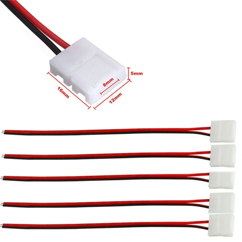 10/20 Stück Lötlose 2-Pin LED-Streifen-Verbinder 8mm 10mm Stromkabelverbinder für 2835/5050 LED-Streifenkabel PCB-Band – Detail 4