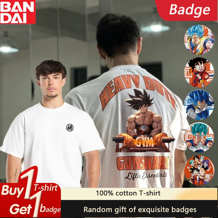 

2025 New Short-sleeved T-shirt, Summer Loose Fashion Trendy Brand Cartoon Anime Trendy Men's Wear Dragon Ball Foley