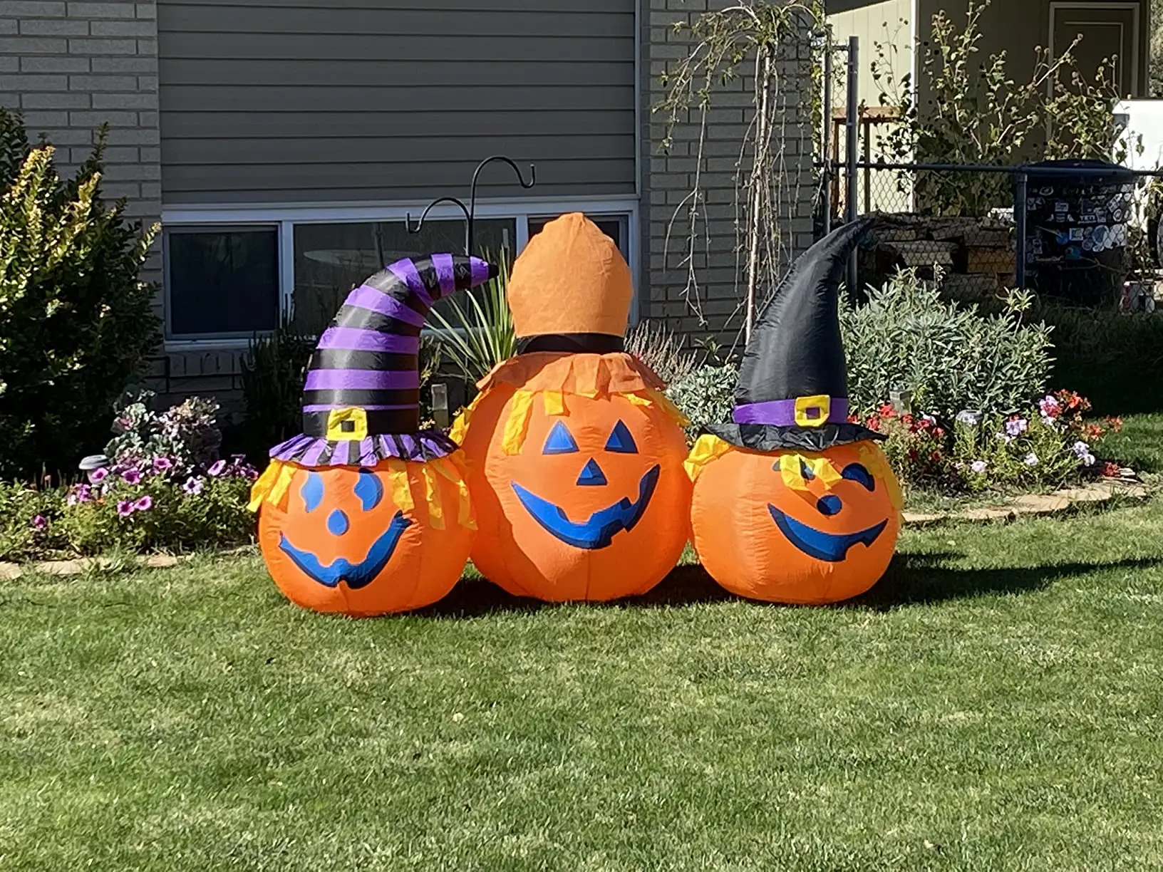 6フィートのハロウィン用インフレータブル屋外パンプキンコンボ、ウィザードハットLED付き、庭のパーティー用デコレーション