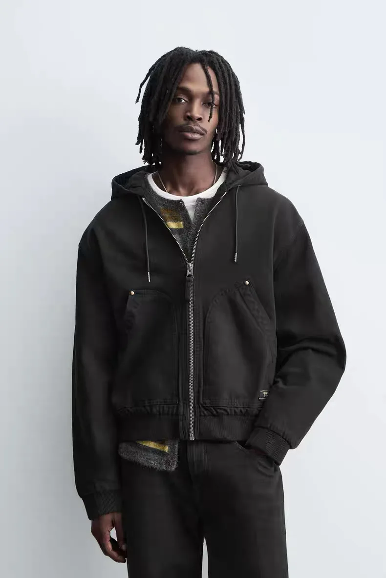 

New Arrival Autumn Winter Men's Cotton Hooded Waed Jaet Loose Fit Comfortable Breathable Zipper Closure Color Coat