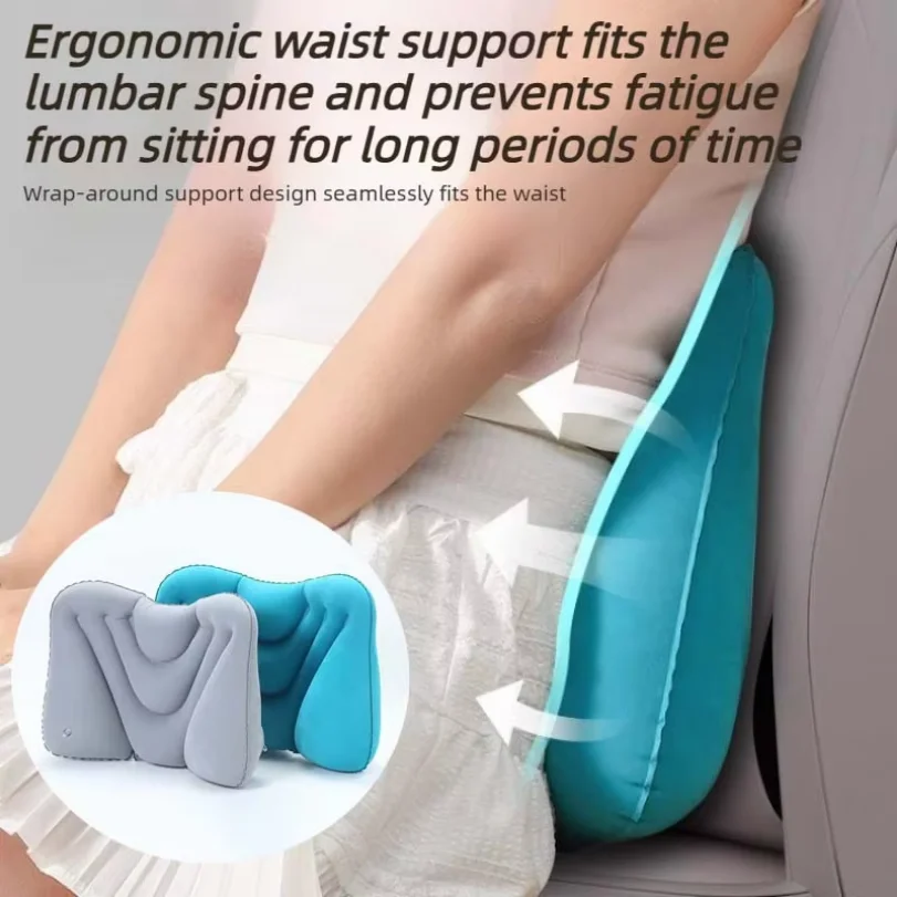 Ultralight Inflatable Lumbar Support Cushion Waist Protection Air Pillow for Office Home Car Seat Driving Airplane Long Sitting