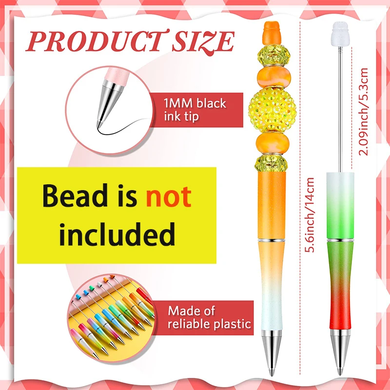 Imagem -06 - Gradiente Cor Frisada Caneta Esferográfica Tinta Preta Bead Pen Caneta de Escrita de Plástico Beadable Material de Escritório Escolar 20 Pcs