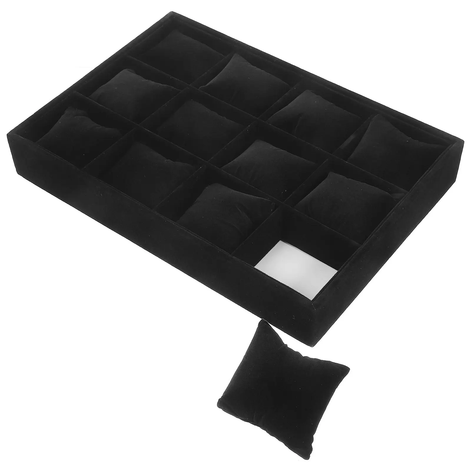 12-Grid Watch Display Tray Mini Pillows Wrist Watch Organizer Tray Bracelet Bangle Display Holder Jewelry Safe Material