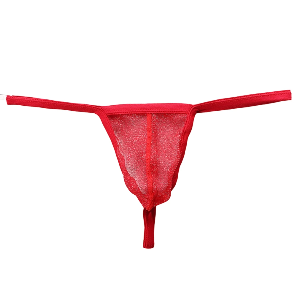 Men's Perspective Mesh Thong Night Show Sexy Lingerie Low Waist U Convex Pouch G-String Thin Quick Dry Breathable Underwear