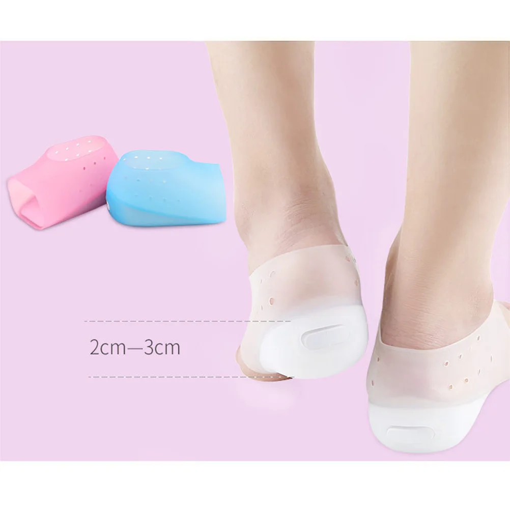 

Invisible Height Increase Insoles Silicone Comfortable Socks Heel Pads For Men Women White 2Cm Thick Reusable Shockproof