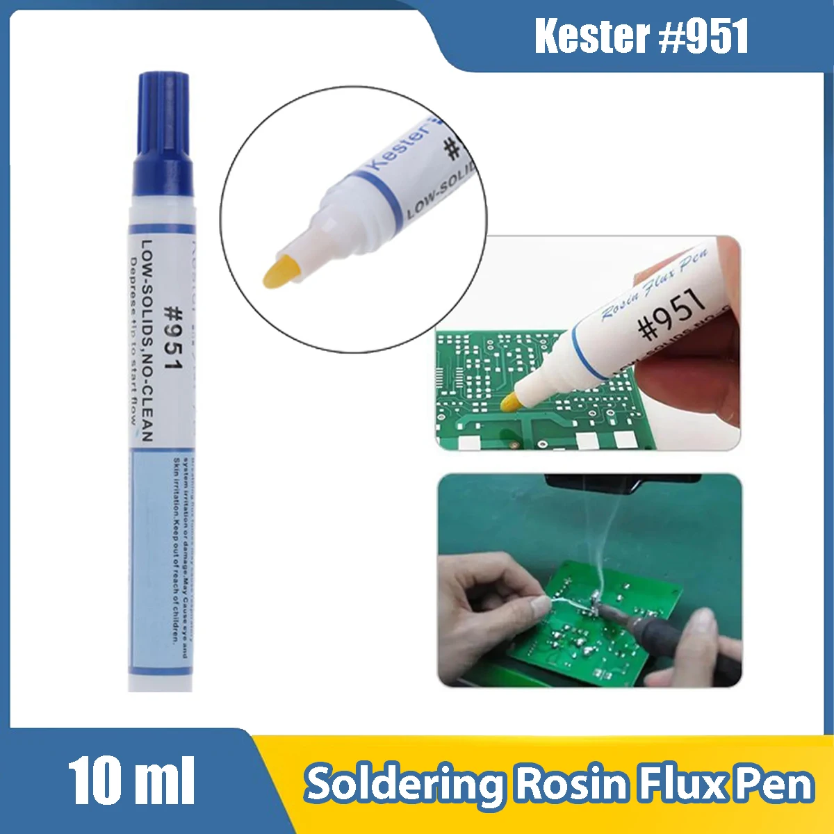 

10ml Soldering Rosin Flux Pen Low Solid Non Clean DIY Kester #951 Solder Power Cleaning free Welding Pen 2PCS