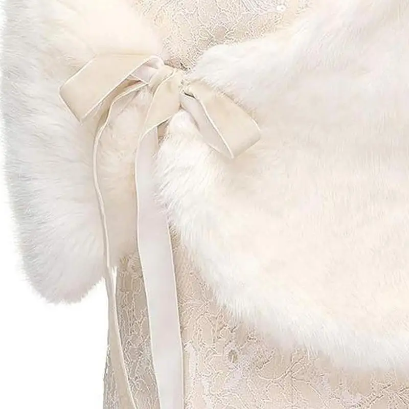 

Женские толстые палантины из искусственного меха, зимние свадебные меховые накидки, шали, свадебные платья невесты, меховые для