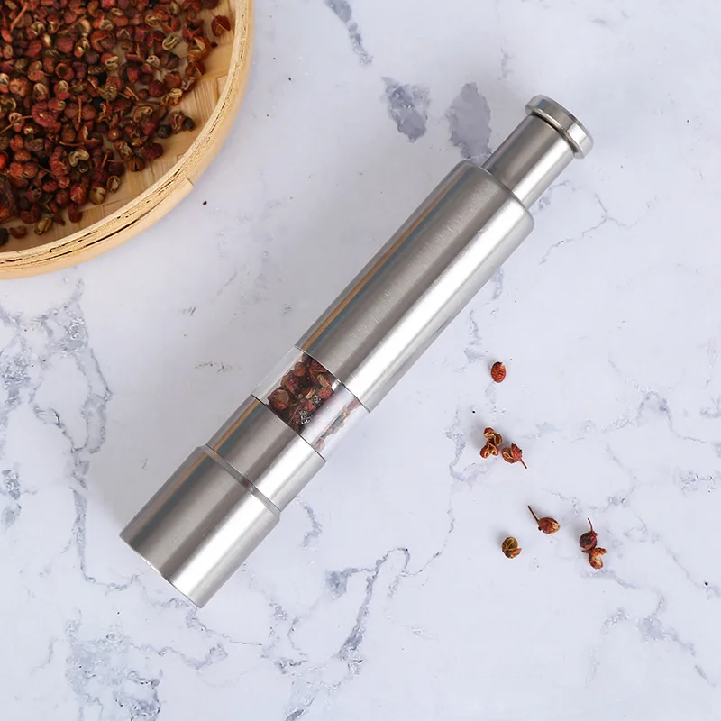 Manual Press type Pepper Grinder Sets Stainless Steel Home Sea Salt Black Pepper Mill Finger Grinding Spice Crude Salt Grinder