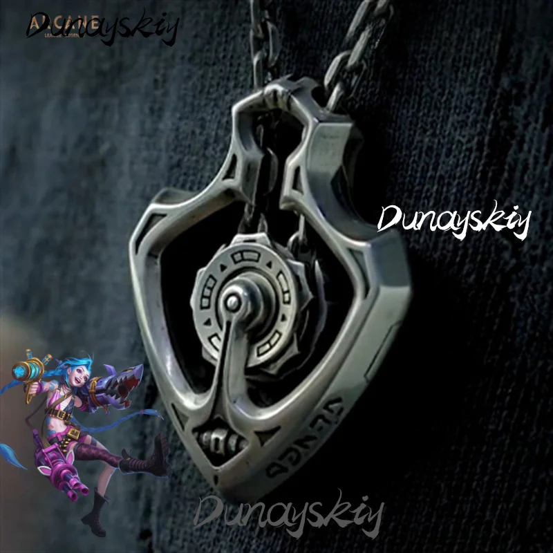 LOL League of Arcane 2 Jinx Caitlyn Vi Pendant Copper Necklace Accessories Games Cosplay Ornament Unisex Costumized Silver Gold