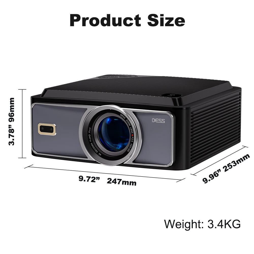 DESS 4K Android Projector Dual Band Wifi 6 BT5.2 HIFI Sound Portable Projector Home Theater 3D Smart Projector Google Assistant