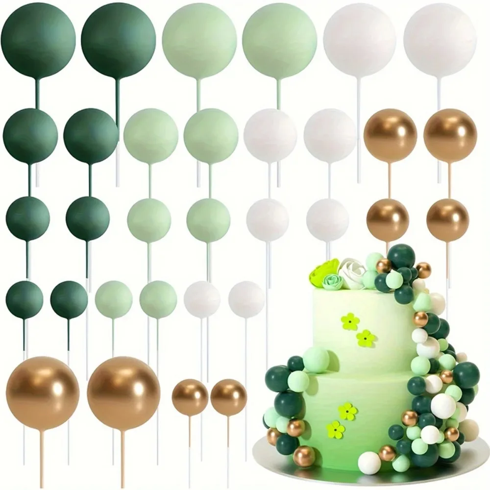 20/30 Stück Kuchenbälle Dekoration vergoldet schwarz alles Gute zum Geburtstag Schaumstoffball Kuchenaufkleber Party Muttertag Dekor DIY Hochzeitsdekoration – Detail 9