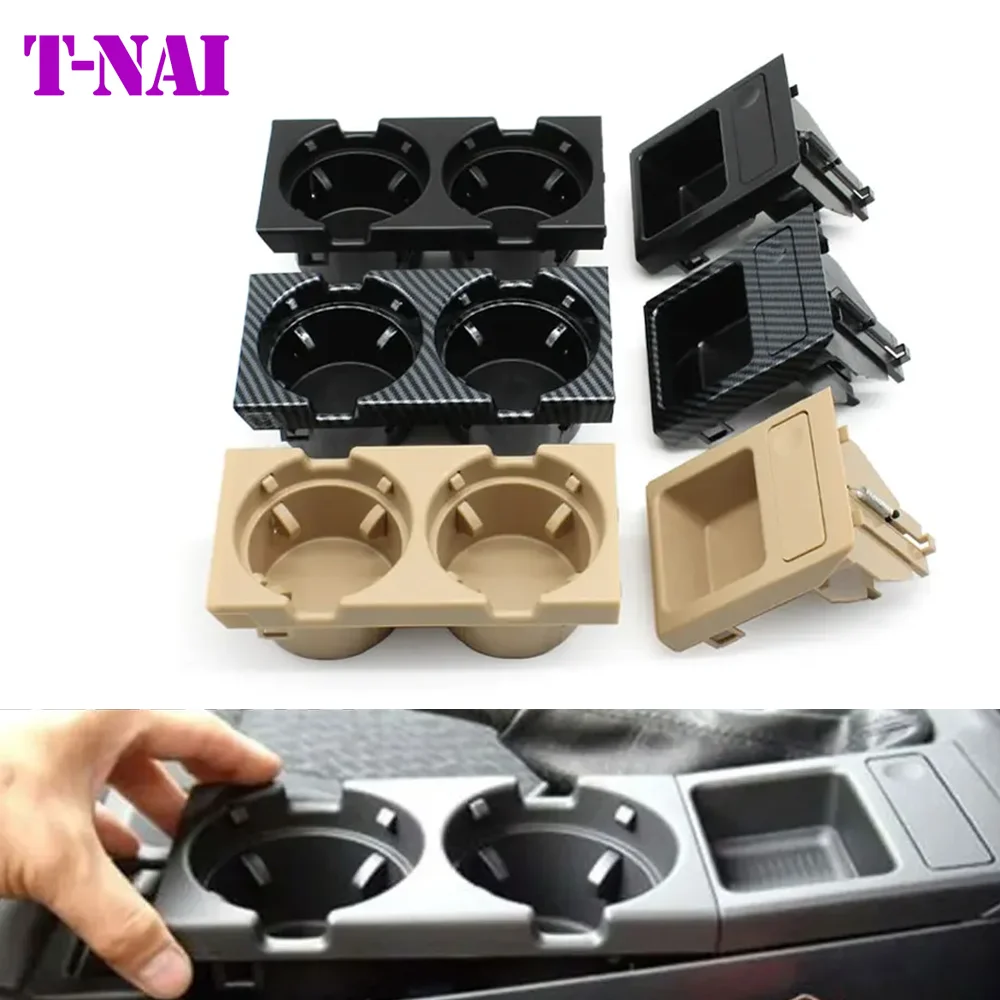 

LHD&RHD Car Black Beige Center Console Water Cup Holder Beverage Bottle Holder Coin Tray For Bmw 3 Series E46 320i 1998-2006