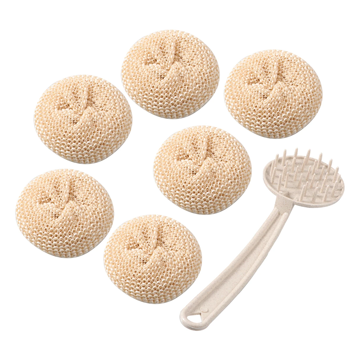 

Bamboo Fiber Cleaning Ball Ergonomic Kitchen Washing Beige Practical Strong Detergency Non Slip Gripping Smooth Use Effortless