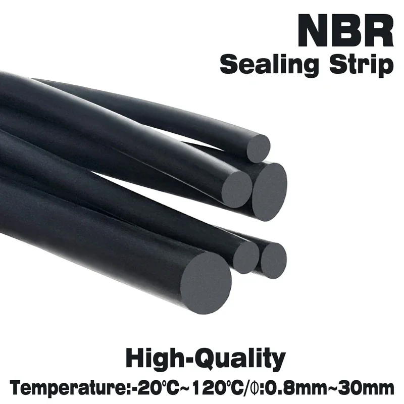 NBR Black Rubber Strip Seal OD0.8~10mm High Temperature Oil Resistant Nitrile Sealing Rope Solid High-Quality Round Strip