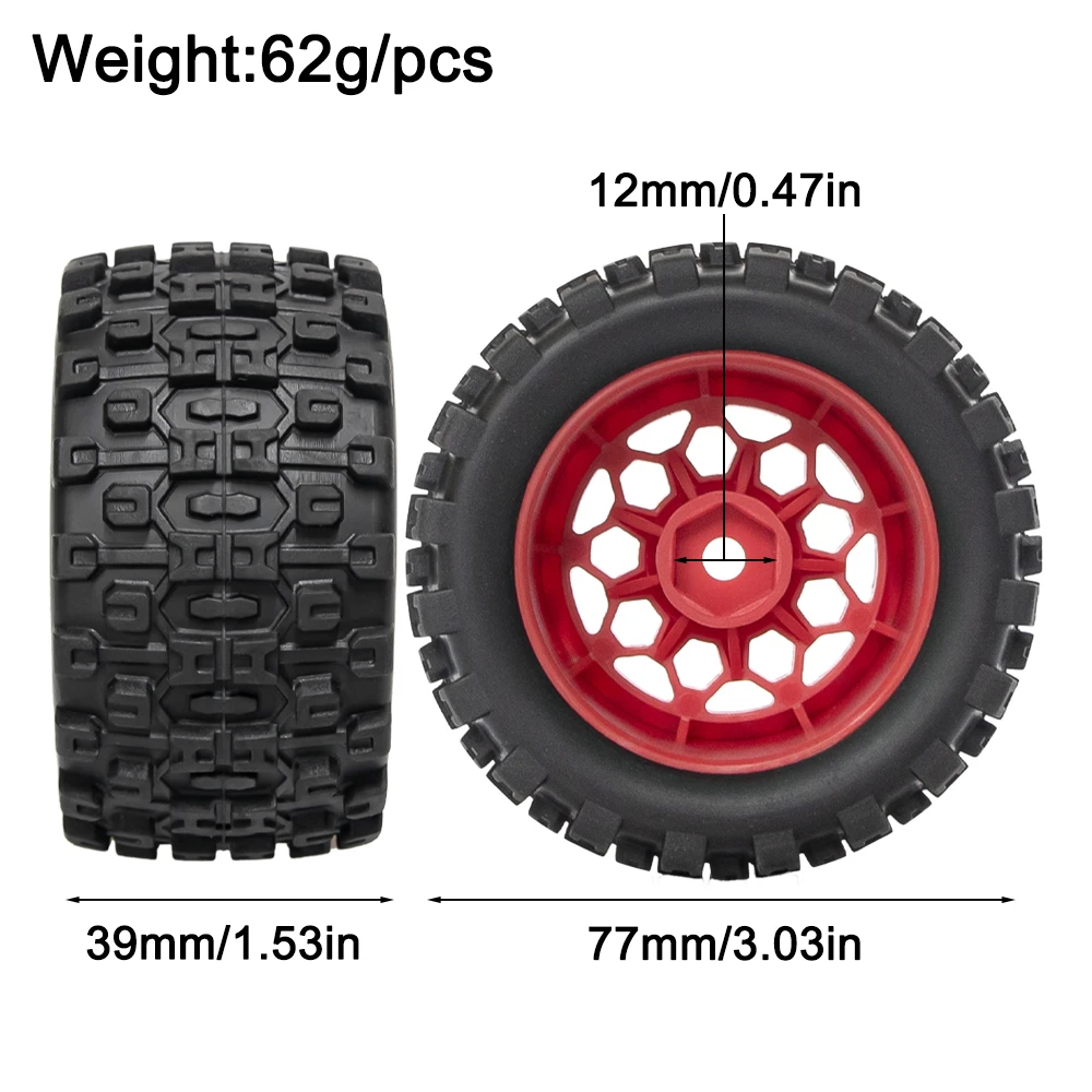 Mx1.85 Inch Wide 77m*39mm Wheel Tires For Arrma 1/18TYPHON GROM GRANITE Redcat Losi Team Kyosho Hps Hpi Mjx