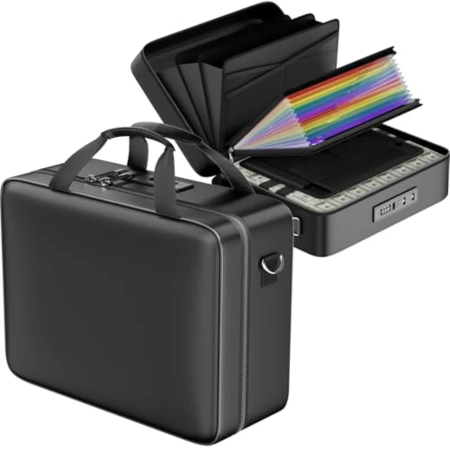 

Огнестойкий водонепроницаемый бокс для документов с замком, жесткий кейс-органайзер для файлов, сейф с несколькими карманами для защиты импортированных документов