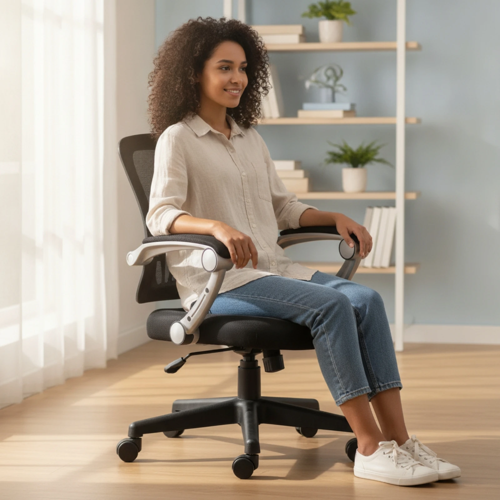 Mesh Office Chair Padded Office Desk Chair Supportive All-Day for Distant Workers, Study Room