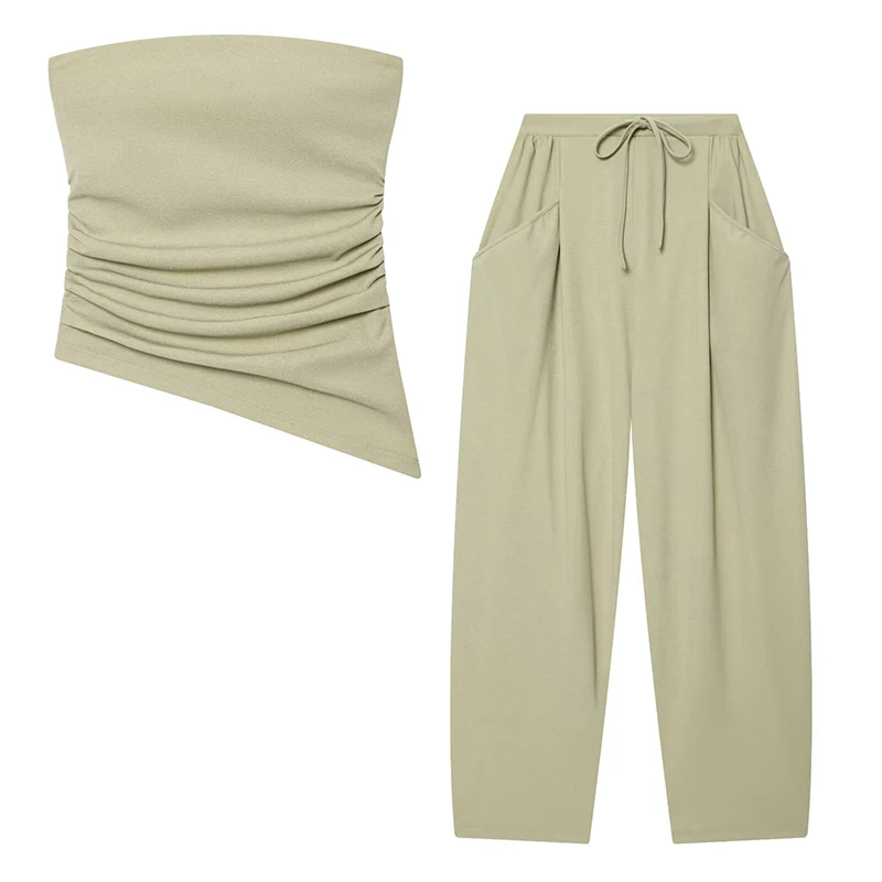 

New Women's Sets Summer 2026 New Fashion Youth Tube Top Elegant Women's Elastic Waist Pants Set Street Chic Summer Holiday Sets