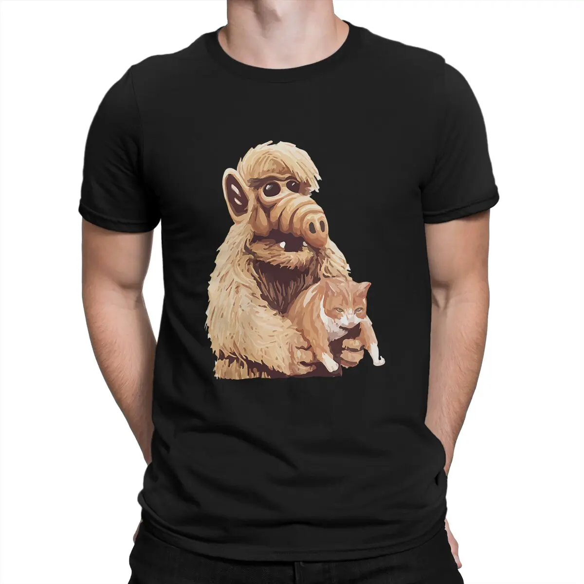 Hug Cat ALF T Shirt Grunge O-Neck TShirt Polyester Clothing