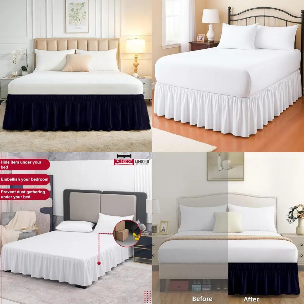 

Twin XL College Dorm Bed Skirt 39x80 with 36 Inch Drop Adjustable Elastic Ruffled Design