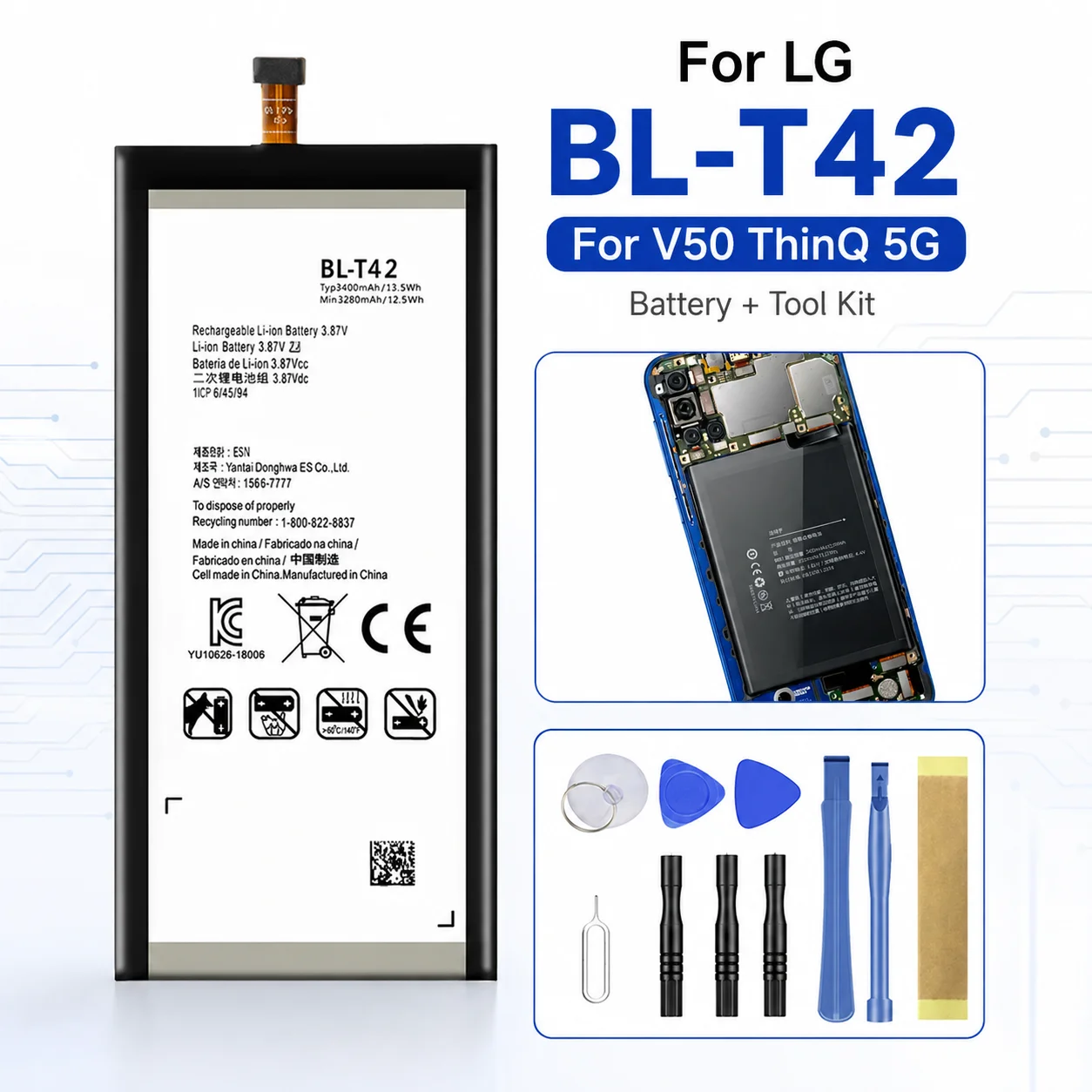 

Long Lasting Replacement Battery for LG V50 ThinQ 5G LM-V500 V500N V500EM V500XM Mobile Phone High Capacity