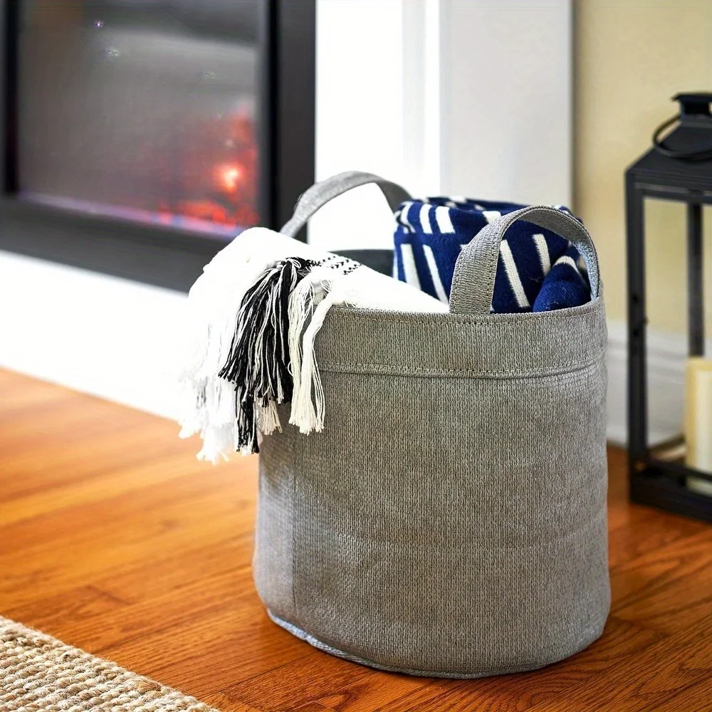 3 عبوات من صناديق التخزين الصغيرة والمتوسطة والكبيرة مع مقابض معززة، رمادي فولاذي