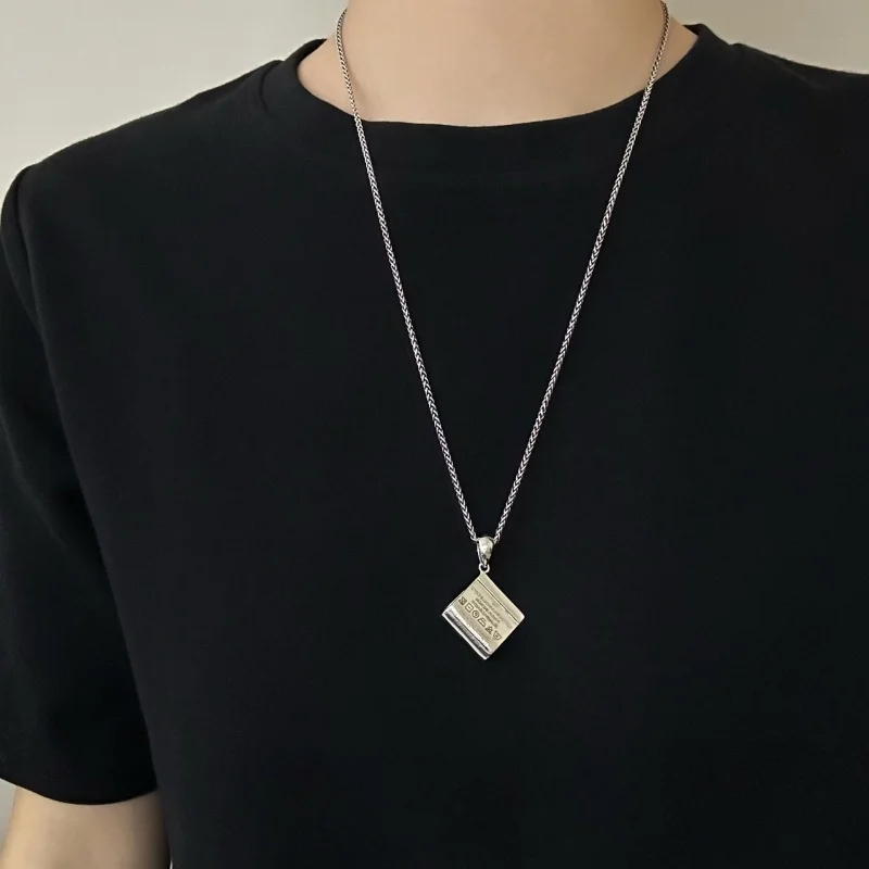 BOCAI New S925 Sterling Silver Wallet Pendant for Men Women Personality Vintage Charm Antique Silver Fine Jewelry Wholesale