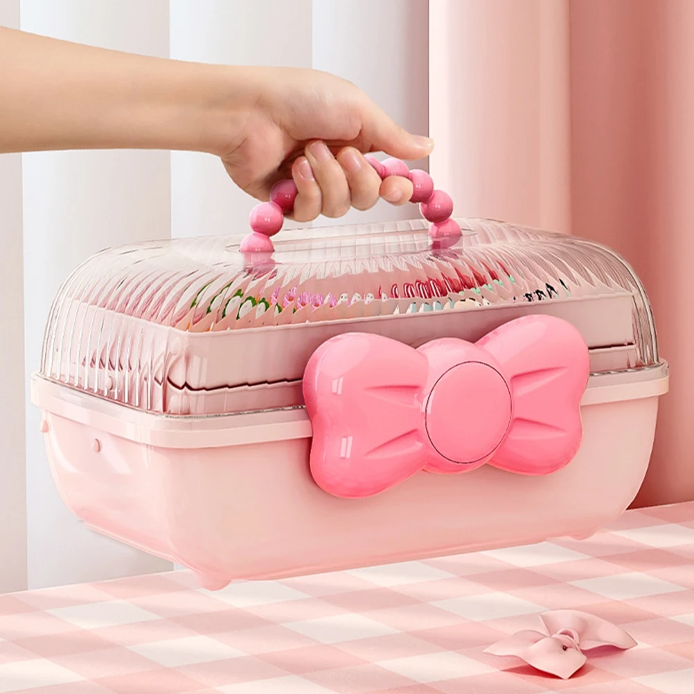 

Jewelry Storage Box Hair Clip Container Girl Bow Organizer Portable Compact Tie Holder Ties Pp for Girls Child