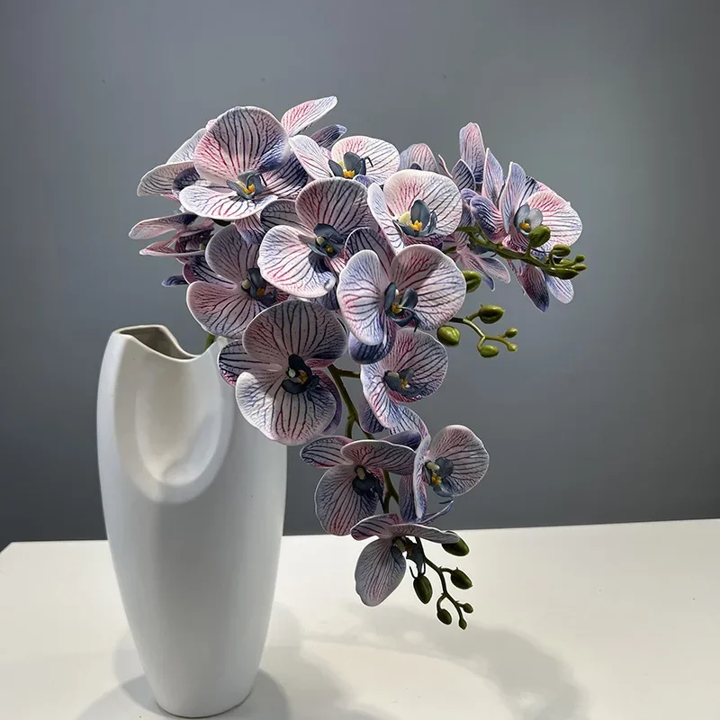 زهور محاكاة بطباعة ثلاثية الأبعاد ، قطن سيليكون ، أوركيد فراشة بيضاء ، نبات أخضر صناعي ، زهرة اصطناعية ، ديكور مطعم