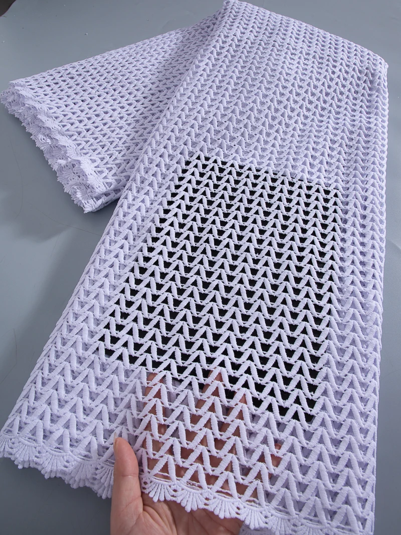 Weiße afrikanische Guipure Cord Lace Stoff hochwertige Pailletten nigerian ische wasser lösliche Spitze für Frauen Party kleider nähen ty3768