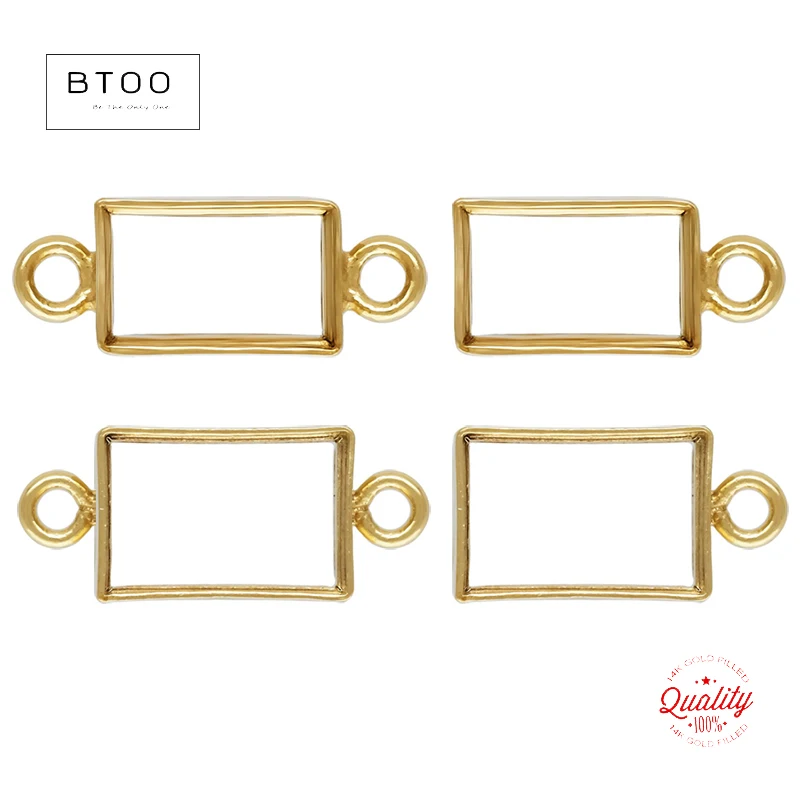 

14K Gold Filled Rectangle Bezel Drop Jewelry Making Accessories Bezel Setting DIY Charms Wholesale