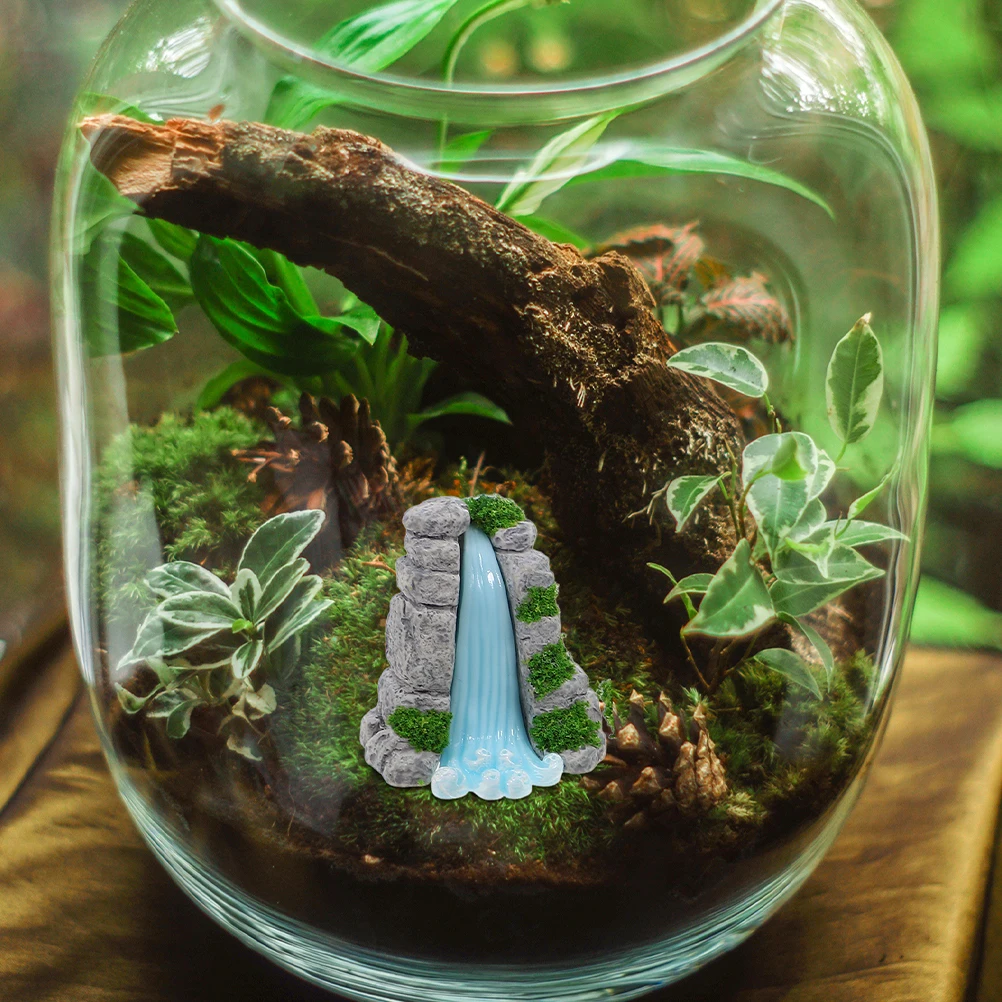 

1 set Mini Resin Waterfall Decorations Simulated Landscape Ornaments Garden Landscaping Prop DIY Accessory Gardening Craft