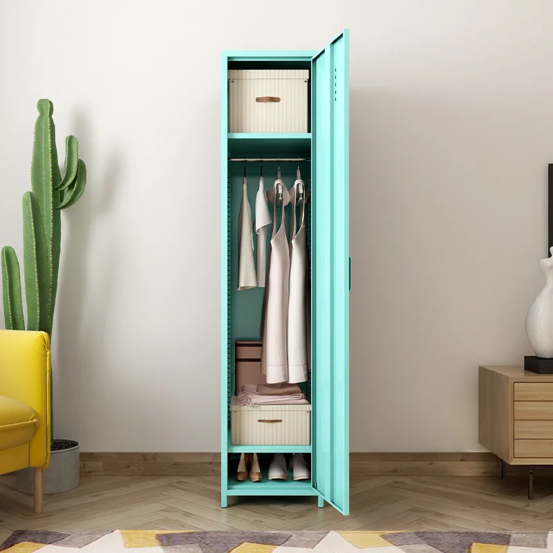Simple steel balcony locker household storage sundries bay window storage iron single door hanging wardrobe