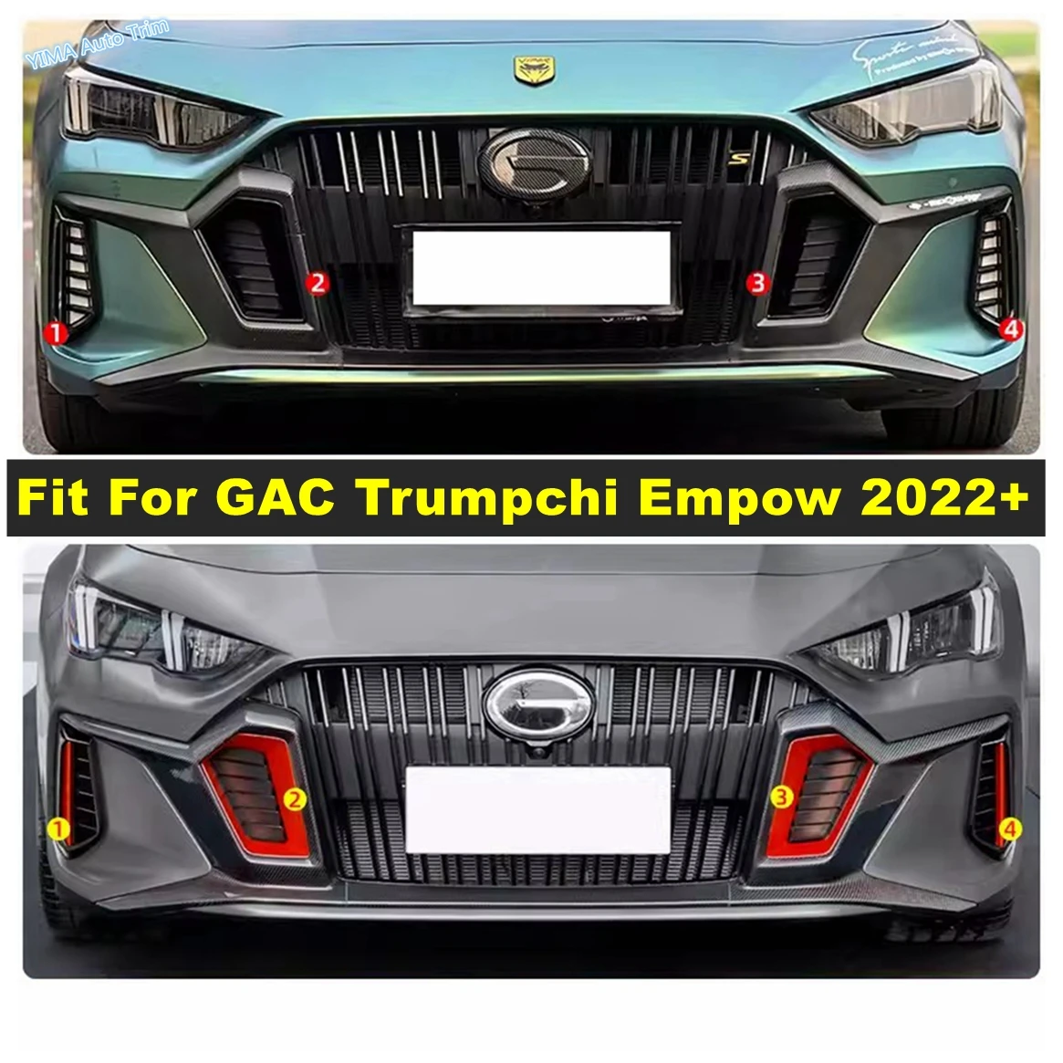 

Black / Red / Blue Car Front Fog Lamp Air Inlet Decor Cover Trim For GAC Trumpchi Empow 2022 2023 2024 ABS Interior Accessories