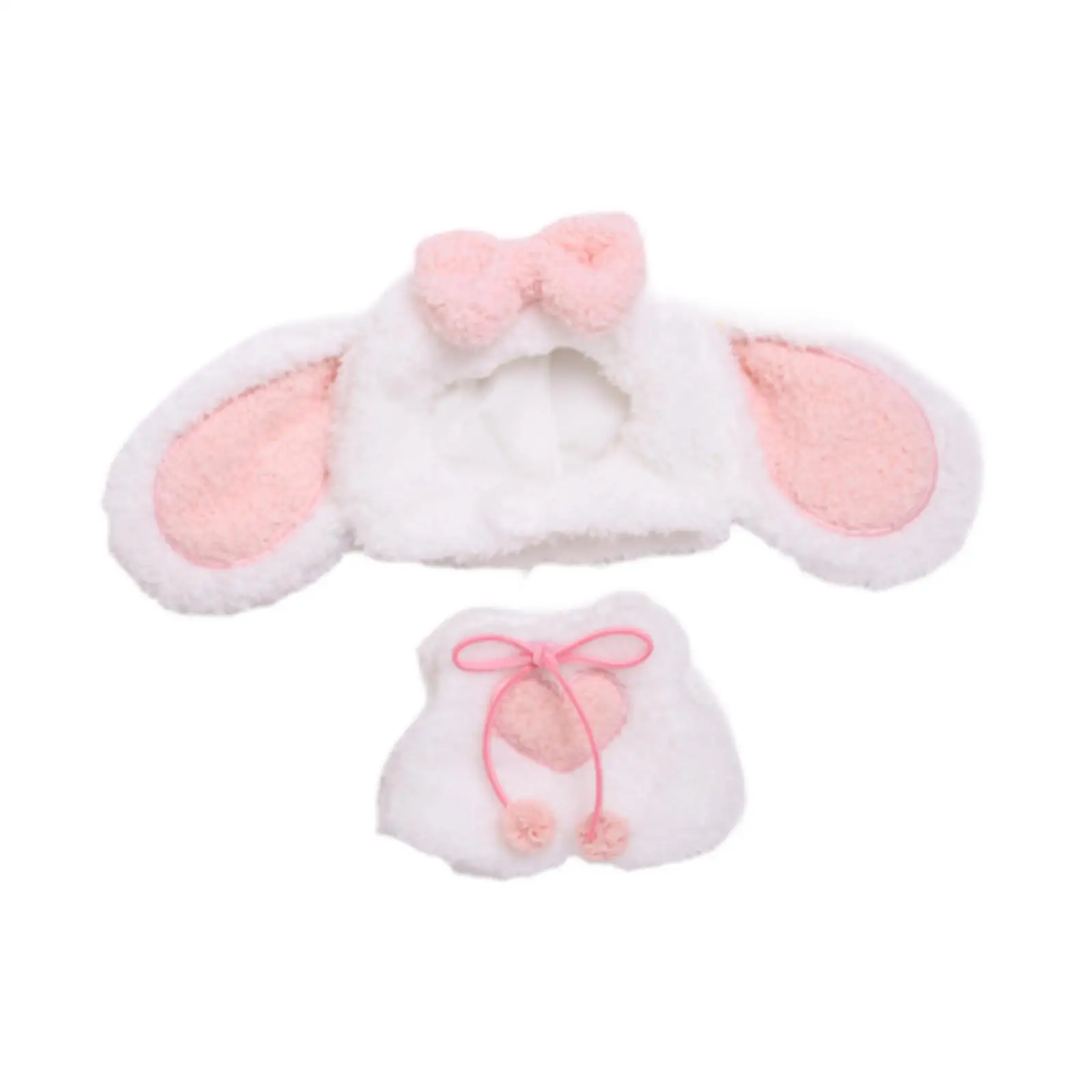 2Pcs Fashion Dolls Bunny Jumpsuit and Hat Costume Handmade Clothing for 15-17cm Dolls