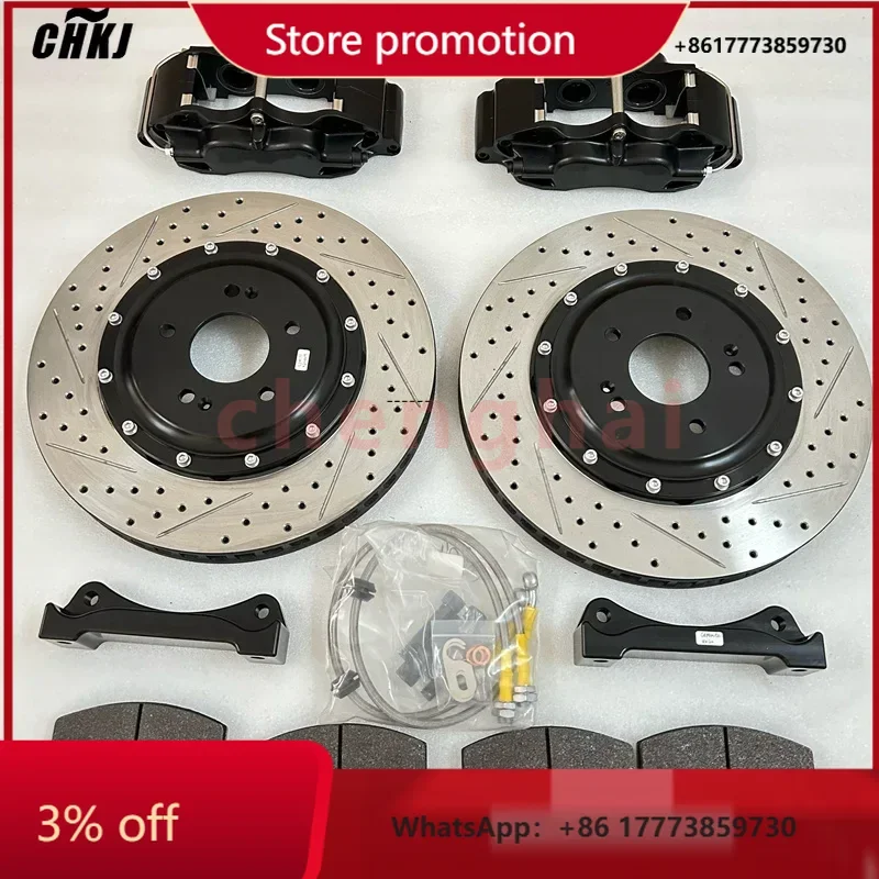 CHKJ Jekit Kit de frein haute performance 1996 Lancer Evolution IV EVO4 330x28mm disques Rotors cloche raccord 17 jante VW Golf Chery