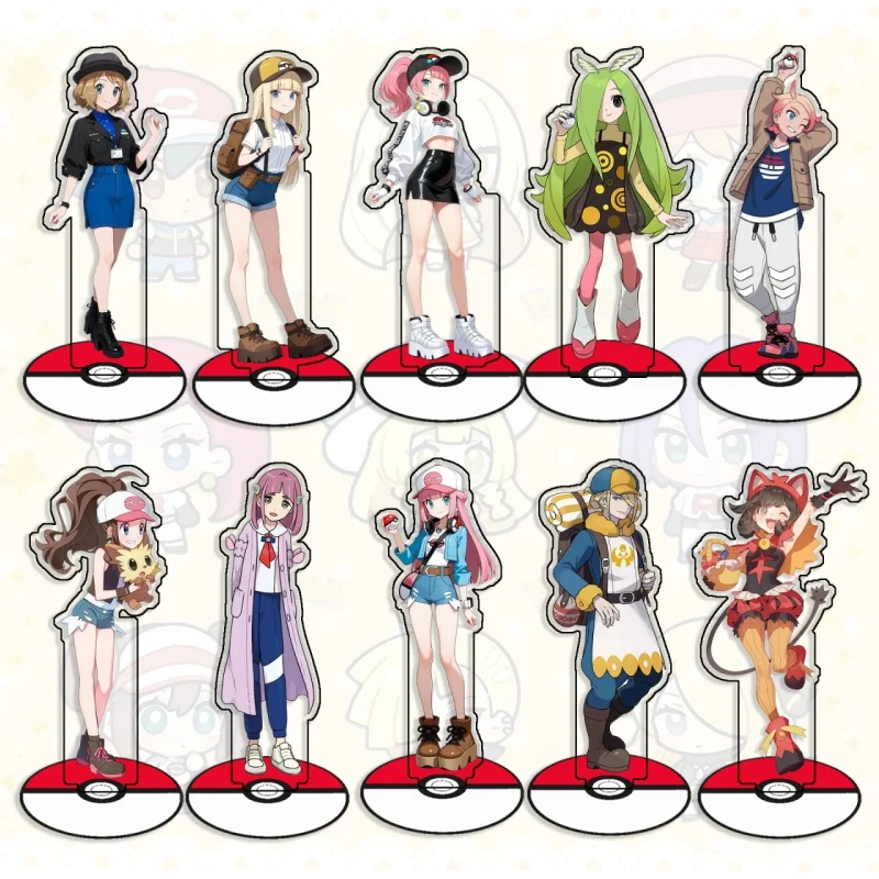 Figurines en acrylique recyclé pour Pokémon Serena Hildo Lillie Chloe Mallow, décoration de bureau, créativité décorative, cadeaux mignons, 15 cm