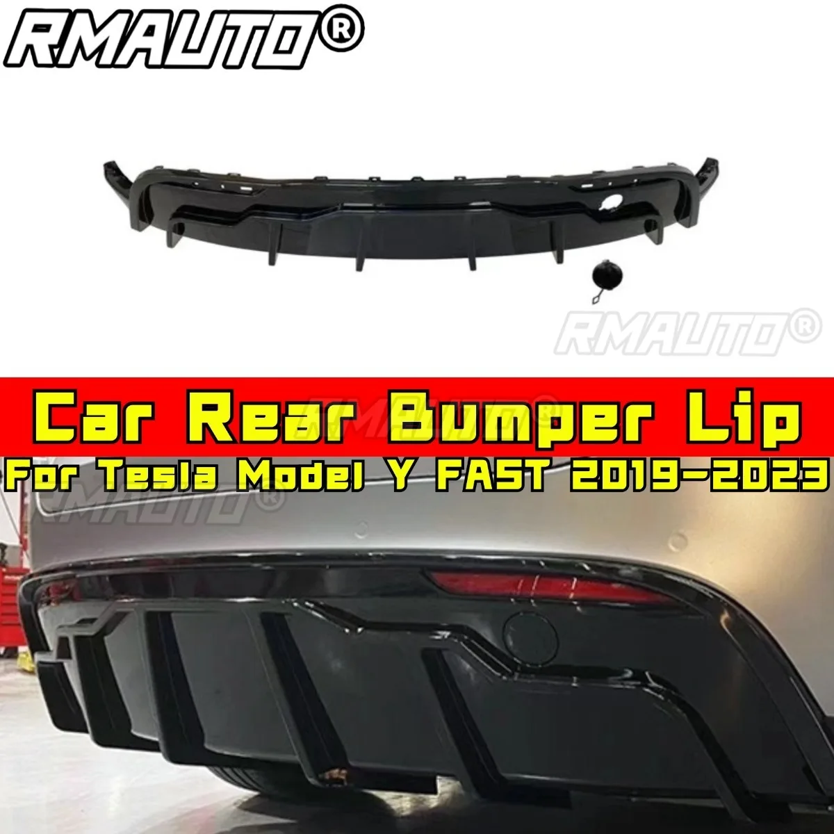 For Tesla Model Y FAST Car Rear Bumper Lip Splitter Diffuser Spoiler For Tesla Model Y FAST 2019-2023 Bumper Guard Body Kit